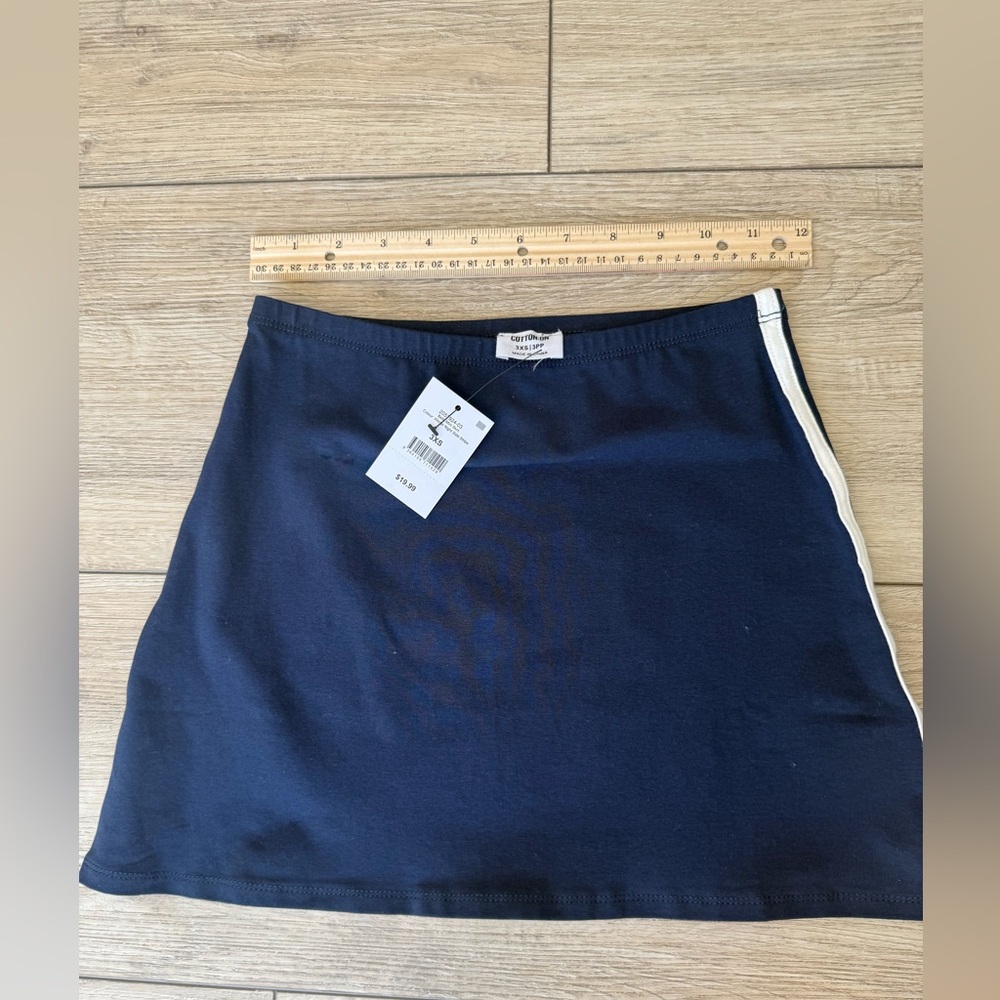 New Cotton On Pull-On Navy White Stripe Active Athletic Skort Skirt XS - Picture 7 of 8